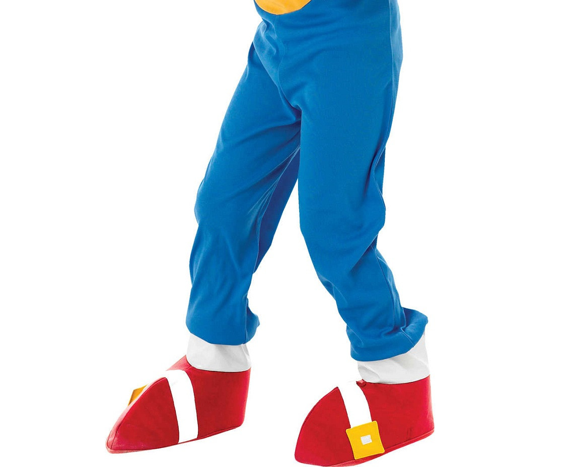 Includes: Sonic jumpsuit with attached shoe covers, mask and gloves